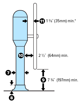 Drawing showing pedestal measurements